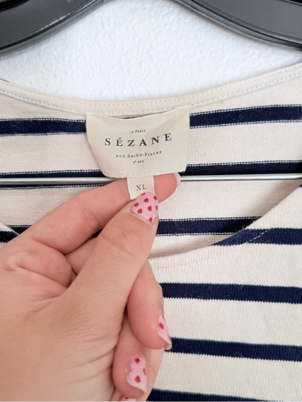 Sezane Colette Mariniere Ecru Stripe Top Women’s Size X-Large - Picture 5 of 7